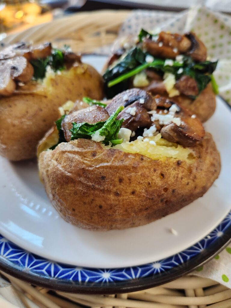 Spinach and Mushroom Baked Potatoes